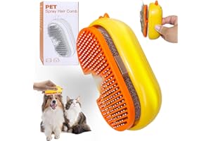 QSMYUYE Spazzola a Vapore per Gatti e Cani, 3 In 1 Spazzola a Vapore per Cani, Spazzola Vapore Gatti per Rimuovere Grovigli e Peli Sciolti Degli Animali con Vapore per Capelli Lunghi/Cort