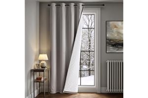 MIULEE Grey Velvet Thermal Door Curtains for Winter Heavy Duty, Double-Layer Velvet Quilted Curtains Lined Curtain for Living Room Front Door Doorway,Blackout Thermal Insulated Draft Curtain Doors