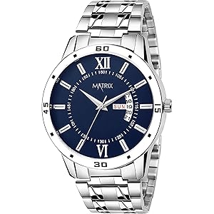 Matrix Antique Day & Date Leather Strap Analog Silicone Watch For Men & Boys - Black