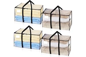 Lychico Moving Boxes & Storage Bags 4 Pack, 90L Clothes Organisers with Handle, Strong Woven Packing Bags for Seasonal Clothes, Bedding, Duvets, Christmas Decorations, Moving & Travel (27x13x15 in)