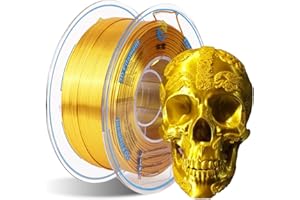 Yousu Shiny Silk PLA Brillante Filamento 1.75 mm para Impresora 3D，Seda PLA Filamento con Acabado Suave y Sedoso，Buena Reproducción，Precisión Dimensional +/- 0.02 mm，Carrete de 1kg，Silk Oro