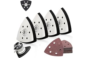 AN-WATTY 4 Triangolari Piastra di Levigatura 93 mm + 24 Carta Vetrata per Levigatrice, Accessorio per Utensile Multifunzione per Levigare Superfici e Angoli di Legno, Metallo, Plastica e Pietra