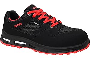 ELTEN LAKERS XXT Low ESD S1P męskie buty ochronne, tekstylne, noski z tworzywa sztucznego (lżejsze niż stalowy nosek), lekkie, sportowe, czarne/czerwone, rozmiar: 45