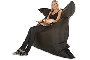 BEAN BAG HEAVEN Extra Large Giant Beanbag in Black - XXXL 180x140cm - Indoor & Outdoor Large Garden Waterproof Bean Bag