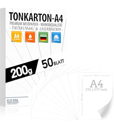 Ivoor A4-kaartpapier 250 g/m² - 60 vellen zwaargewicht knutselkaart voor afdrukken, kunst, origami, doe-het-zelf, scrapbooking en knutselen, compatibel met inkjet- en laserprinters (297 x 210 mm