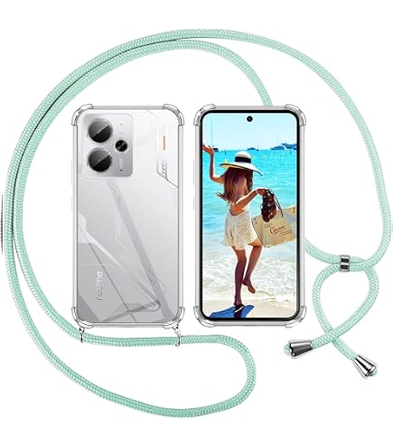 YAMCCCSE Custodia per Cellulare Girocollo per Realme 12 Pro/Realme 12 Pro Plus Tracolla - Collana/Necklace Cordoncino,Practical Stylish Trasparente Silicone TPU Flessibile Antiurto Protettivo Cover