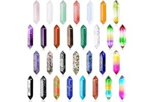 NTMAICHY 30Stück Heilende Kristalle Steine Sets, Sechseckige Heilkristalle Edelsteine Reiki Meditation Edelstein Chakra Steine Amethyst Tigerauge Obsidian Malachit Anhänger Spirituelle Deko Kristalle Geschenk