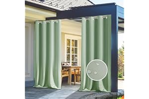 GZQIAWY 1PC Outdoor Curtains for Gazebo Waterproof Outdoor Furniture Living Room Bedroom Decoration Window Curtain Ideas Shower Curtain Design Wall Light Green 50 in x 95 in (W x L)