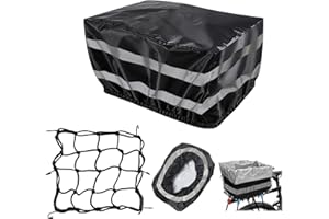 Anevios Housse de Pluie Panier Velo Housse de Panier Vélo Noire avec Filet à Bagages Elastique et Bande Réfléchissante Imperméable Anti-Poussière pour Panier de Vélo Avant Arrière - 46x32x20cm