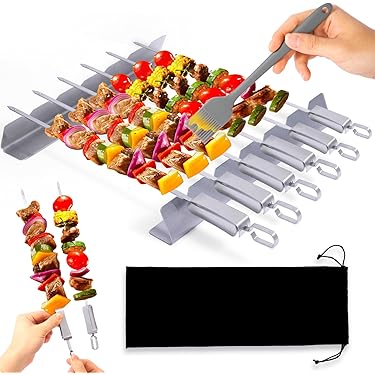 BBQ Spiesen voor Grillen | Herbruikbare Barbecue Spiesen met Houten
