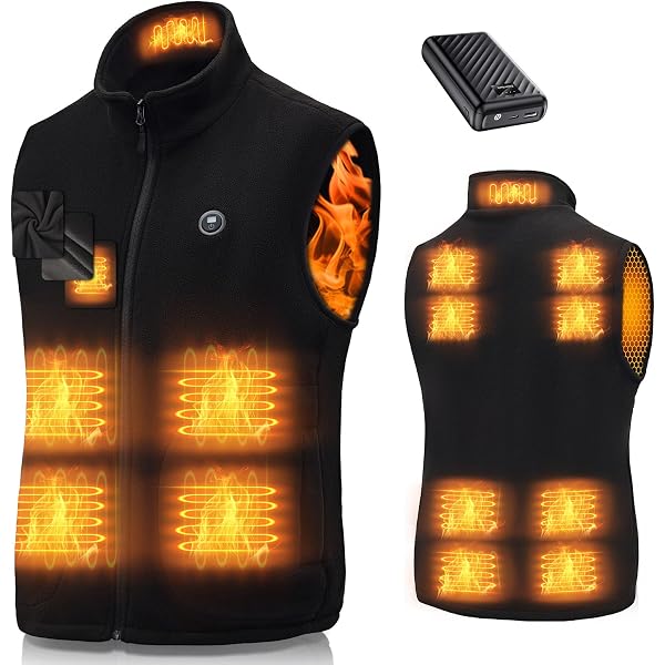 Gilet Chauffant USB Homme/Femme - 9 Zones Chauffantes, 3 Températures, Batterie 7.4V Incluse, Lavable, Pour Ski, Moto, Randonnée Hiver