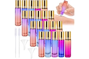 SUNOYA Ätherische Öle Roller Flaschen,20 Stück Glas Roller Flaschen,Roll On Flasche Leer 10ml mit Edelstahl Roller Bällen,Nachfüllbar Roll-on Multicolor Glasflaschen für Ätherisches Öl Aromatherapie Parfüm