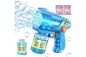 Seifenblasenpistole Seifenblasenmaschine Kinder Seifenblasen Machine: LED Licht Seifenblasen Elektrisch Mit 100 ML Tank Blau Automatische Bubble Maker Für Kids Shooter Party Spielzeug (Blau)