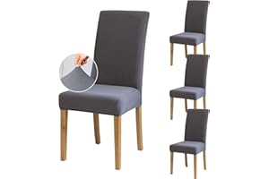 SUKAIKEQA Dehnbarer Stuhlbezug, Hochstuhlbezug, Bürostuhlbezug, (Satz 4/6/8 Stück mit Rückenlehne), geeignet für Wohnzimmer, Küche, Party und Hotel (4, Grau)