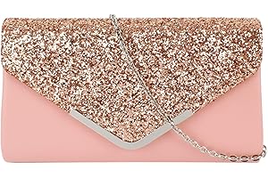 MEGAUK Damen Clutch Glitzer Elegant Abendtasche Glänzend Handtasche Envelope Tasche Strass Unterarmtasche mit Kette für Hochzeit Wedding Prom Party