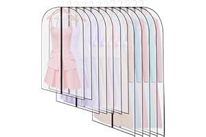 SOBEAU 12 Fundas de Ropa, Fundas Ropa Armario Transparente 60 x 120/100/80 cm, Bolsas Guardar Ropa Antipolvo Impermeable Camisas, Bolsa de Ropa para Traje, Vestidos, Camisas,Noche, Negro
