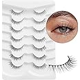 Onlyall Natural Short Lashes Wispy Natural Look Asian False Eyelashes Flared Eyelashes Short Eye Lashes Soft Fluffy 7 Pairs DK74