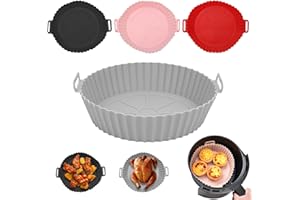 FL HUA 4 Pezzi Teglia Silicone Friggitrice ad Aria 20 cm, Contenitori per Friggitrice ad Aria Rotondi in Riutilizzabile e Multifunzionale, Accessori Friggitrice ad Aria Universale