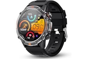 WalkerFit Montre Connectée Homme: Smart Watch Militaire Robuste et Étanche avec AMOLED 1,43", Cadeau Homme Smartwatch avec Podometre Batterie de 60 Jours, 120+ Modes Sport, Compatible Android/iOS