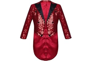 JEATHA Kinder Jungen Pailletten Blazer Smoking Sakko Jacke Langarm Anzugjacke Tailcoat Glitzer Gentelman Jackett Slim Fit Anzüge Jacket Sakkos