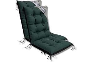Amazinggirl Coussin Chaise Jardin Dossier Haut Set: 2X 50x120 cm - Matelas Siège Extérieur Mobilier Confort Imperméable Rembourrage Épais Protection Vert Terrasse Bain Soleil