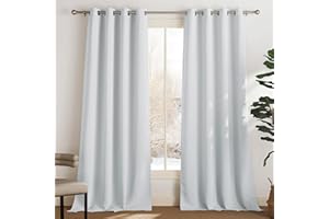 PONY DANCE Rideau Extérieur - Rideau pour Pergola Occultant avec Oeillet Isolation Thermique Anti Froid Lumière Bloquer pour Tonnelle, L 132 x H 243 cm, Gris Blanc, Lot de 2