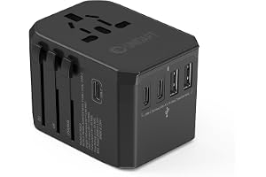 Unidapt Universal Reseadapter, 3 USB-C, 2 USB-A och AC Uttag | Internationell uttagsadapter för Tyskland, USA, England, Thailand, Italien och Australien.