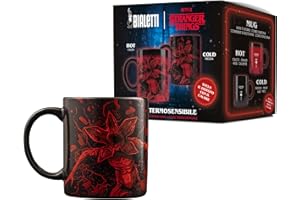 Bialetti Tazza in Ceramica Stranger Things, Termo sensibile, cambia colore con il calore, No Lavastoviglie, 300 ml, Nero