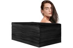 PILBELLES Serviettes Jetable Spunlace Noir - 40x80 cm, 200 Pièces - Serviette Jetable Non-Tissé pour Coiffure, Spa, Hôtels, Salon de Beauté, Esthétique, Gym, Centres de Massage