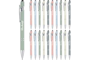 Tenare 20 Stück Glücksstift Schwarze Tinte Kugelschreiber mit Touchpen Inspirierende Druckkugelschreiber für Prüfung Abitur Aufmunterung Genesung Kollegen Familien (Sanfte Farben)