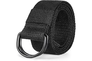 maikun Mens & Womens Canvas Belt with Black D-ring 1 1/2" Wide Extra Long Solid Color