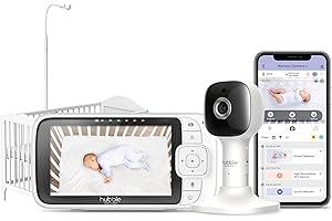 Hubble Connected Nursery Pal SkyView Baby Monitor Video e Audio, Schermo da 5 pollici, supporto per lettino, luce notturna, visione notturna, sensore di temperatura ambiente e app per smartphone