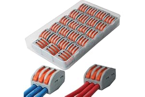 Bornes de Connexion, CESFONJER 23 pcs Connecteur électrique rapide, Connecteurs de fil compacts, pour Fils Solides, Toronnés et Flexibles (3 Ports)