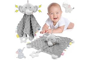 Petarms Baby Comforter Blanket for Newborn Toys - Babies Blankets Security Toy Girl Sensory Teething Comforters Soft Touch Tag Safe Snuggle Comfort for Boy Teether Gift 0-6 Months (Grey)