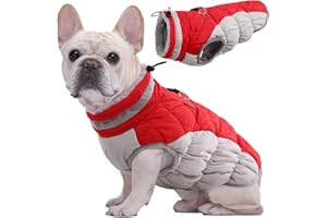 Kuoser Dog Winter Coat Waterproof Cold Weather Warm Jacket for Small Dogs Cozy Fleece Lined Puppy Winter Vest with Fur Collar Reflective Zip Up Pet Apparel Outdoor Clothes