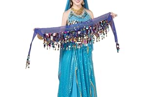 Floatdream Cinturón y Pañuelo para Danza del Vientre, Espectáculos de Baile, Cumpleaños y Fiesta (Azul Real)