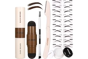 ‎UCANBE UCANBE 25PCS Augenbrauen Stempel Schablone Kit mit Dual-Color Augenbrauen Stempel Pomade,20 wiederverwendbare Augenbrauen Schablonen,Finising Pulver,Pinsel,Augenbrauen-Rasierer,Zipper Pouch(04)