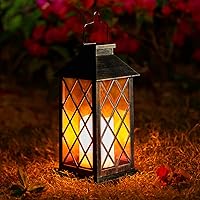 Solar Laterne mit LED Kerze und Täuschend echt Wirkenden Flacker-Effekt, OxyLED IP44 Festive Light für Deko Garten(1…