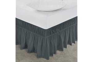 ‎UTOPIA BEDDING Utopia Bedding Kingsize-Bett-Rüsche, elastisch, leicht umwickelbar, Mikrofaser, Bettrock mit verstellbarem elastischem Gürtel, 40.6 cm, maßgeschneiderter Schnitt, lichtbeständig (Kingsize, Grau)