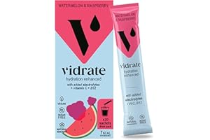 Electrolytes Powder - Hydration Sachets Packed with Vitamins - Zero Sugar Rehydration Sachet with No Artificial Sweeteners & Preservatives by ViDrate - Watermelon & Raspberry, 20 Electrolytes Sachets