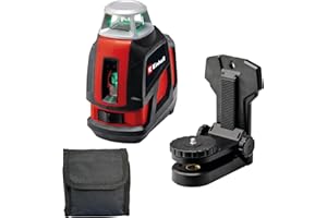 Einhell Niveau laser en croix TE-LL 360 G (autonivelant, lignes laser vertes horizontales/verticales, niveau à bulle numérique, filetage 1/4" pour trépied, avec sacoche et support mural)
