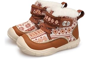 JIASUQI Kid Fuzzy Boots Boys Girls Warm Snow Boots Toddler Cold Weather Winter Shoes With Faux Fur Lined