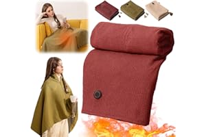 ‎COMEPEW 2026 Neu Wearable Elektrische Heizdecke, Portable Heated Shawl, 150x80cm Wärmekissen mit 3 Temperaturstufen Kabellos Wärmedecke Heizdecke Wearable Kuscheldecke mit Zipper Wärmeunterbett (Rot)