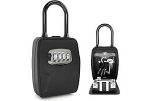 DIYGEEK Cassetta Chiavi con Codice, Cassetta di Sicurezza per Chiavi Impermeabile, Cassaforte con Serratura Esterna a Combinazione, Key Box con Gancio per Casa, Ufficio, Garage, Scuola e Appartamento
