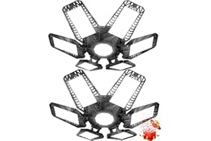 TASINUO Lámpara de Garaje 185W 2 Piezas, 7000K Lámpara de Techo de Taller, 18500LM Lámpara de Taller LED con 6 paneles Ajustables, Focos LED, Iluminación de Taller, Lámpara Industrial para Garaje, Almacén