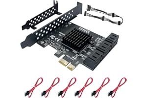Xdingjiala Tarjeta PCIe 1X SATA de 6 Puertos - Tarjeta de expansión de Controlador PCIe - Soporta Transferencia de 6 Puertos SATA 3.0 6Gbps, Windows XP/7/8/10/Linux