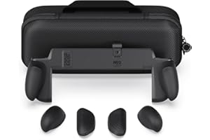 Savage Raven by Skull & Co. NeoGrip Bundle for Nintendo Switch 2: An Ergonomic Grip Hard Shell Handheld Case with Replaceable Grips [to fit All Hands Sizes] [with Carrying Case]- Black