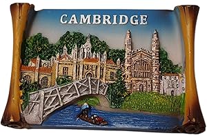 THOMAS BENACCI Cambridge Scroll Fridge Magnet - British UK University Town Souvenir for Tourists Enjoying River Cam Punting, Botanic Gardens, Kettle's Yard, King's College Chapel