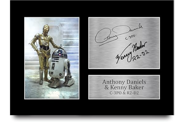 HWC Trading A4 Anthony Daniels & Kenny Baker Star Wars C-3PO R2-D2 Cadeaux Imprimé Signé Autographe Photo pour les fans de cinéma - A4