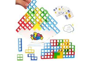 YEAHBOOM Tetra Tower Gioco 48 Pcs Tetra Tower Balance Gioco,Tetra Tower Gioco per Adulti,Tetris Tower Game,Tetris Tower Game,Gioco di impilamento creativo per bambini, gioco di impilamento divertente